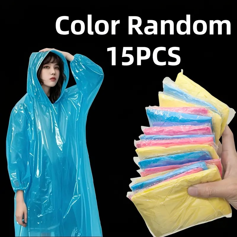 15/30개입 무작위 색상의 일회용 투명 성인용 우비  - Emergency Poncho Rain 리뷰 및 가격